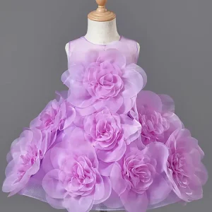 Girls Princess Dress Luxury Elegant Lilac Sleeveless