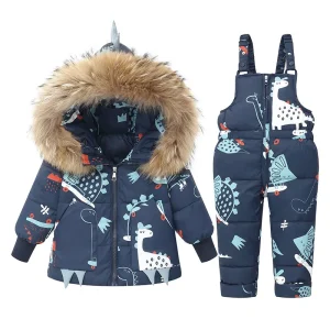 Cartoon Dinosaur Winter Children Clothes Set