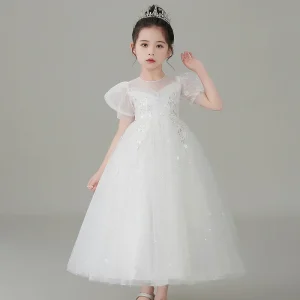 Evening  Lace Short Sleeve Summer Girls Party Dresses 3-12 Years